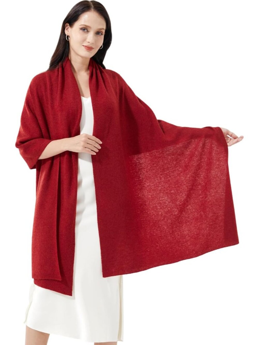 〽️Women's Cashmere Shawl Rust Red Weddingl Winter Classic Shoulder Wrap 87"x28"